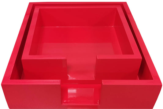Large Bright Lacquer Tray: Coral