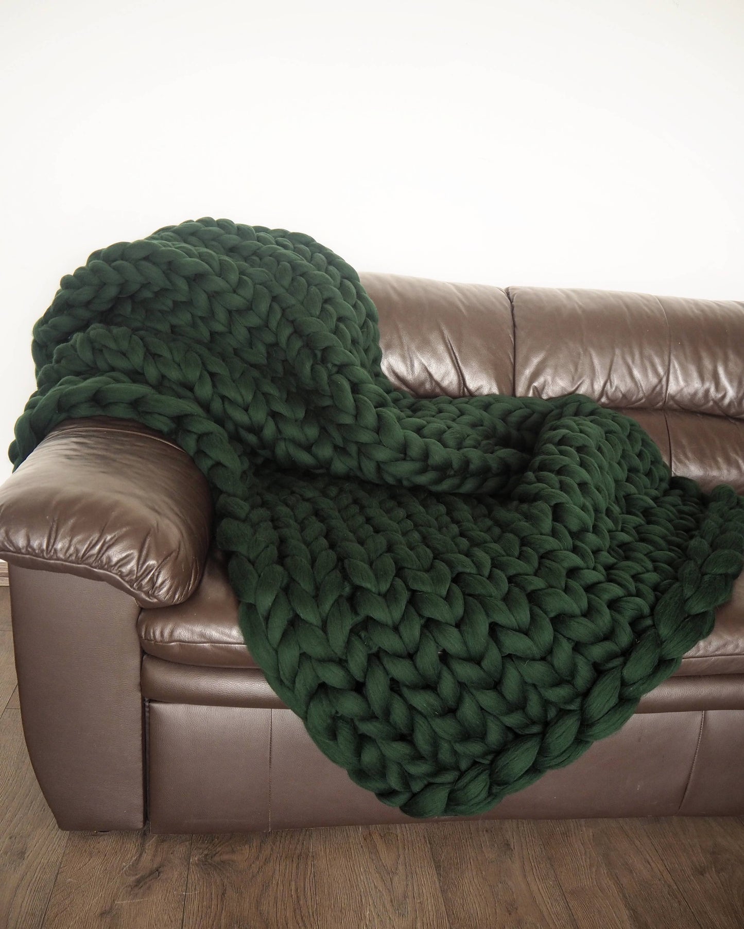 Chunky Knit Blanket 100% Merino Wool Arm Knit Blanket: Grey / 30x50 inches