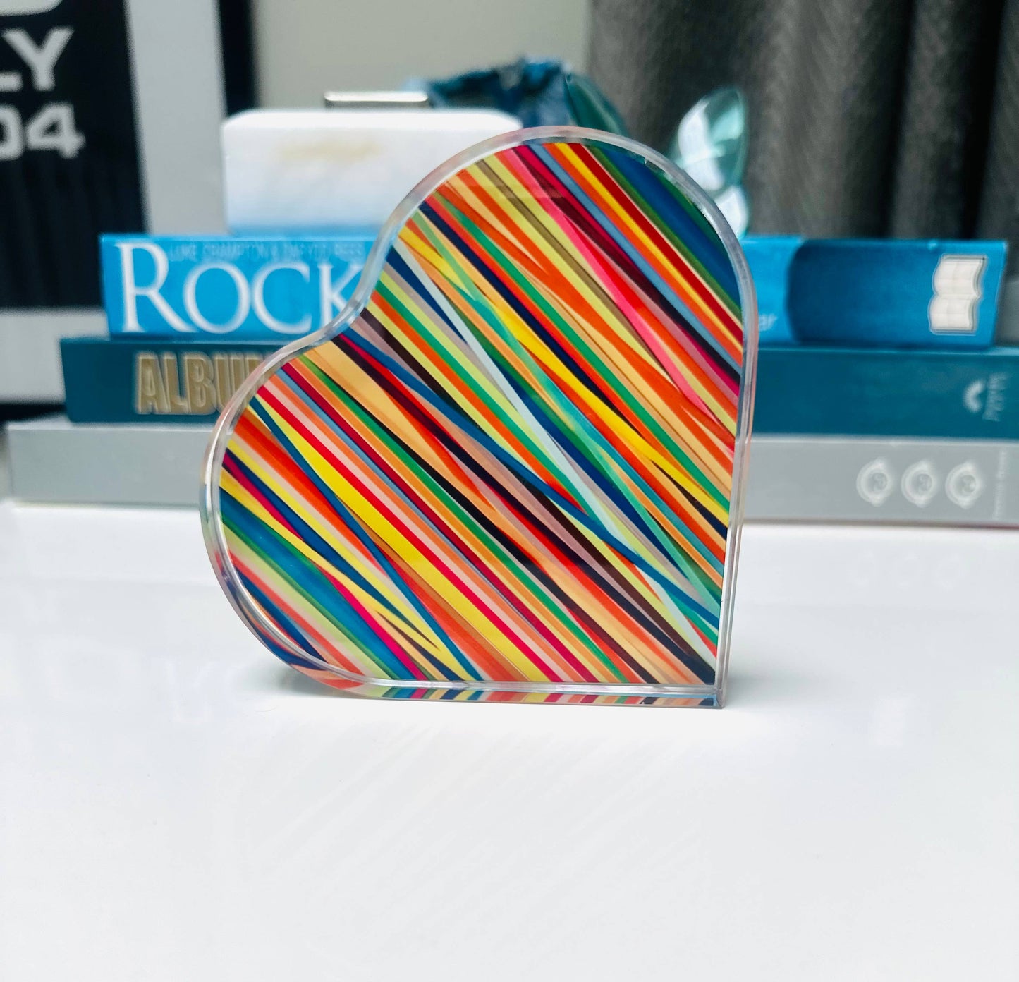 Colorful Abstract Crystal Heart Paperweight