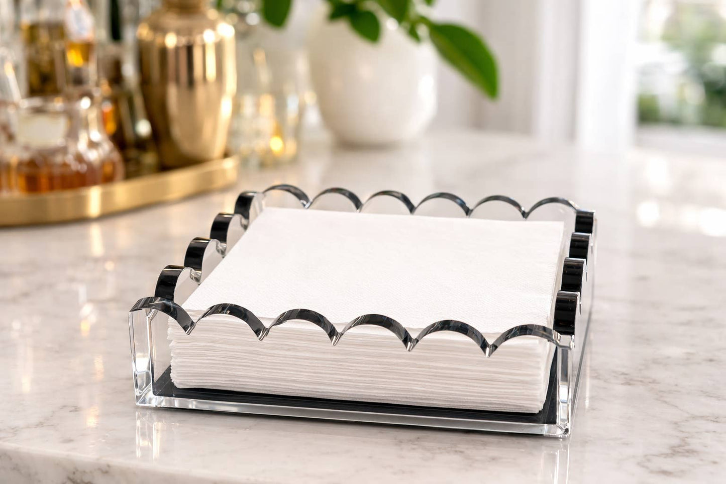 Cocktail Napkin Holder, Scalloped/Slate