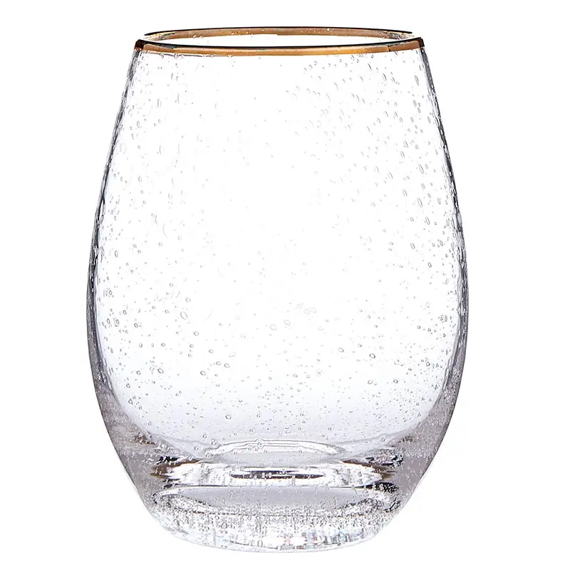 Gold Rimmed Stemless Wine Glass, Set of 4