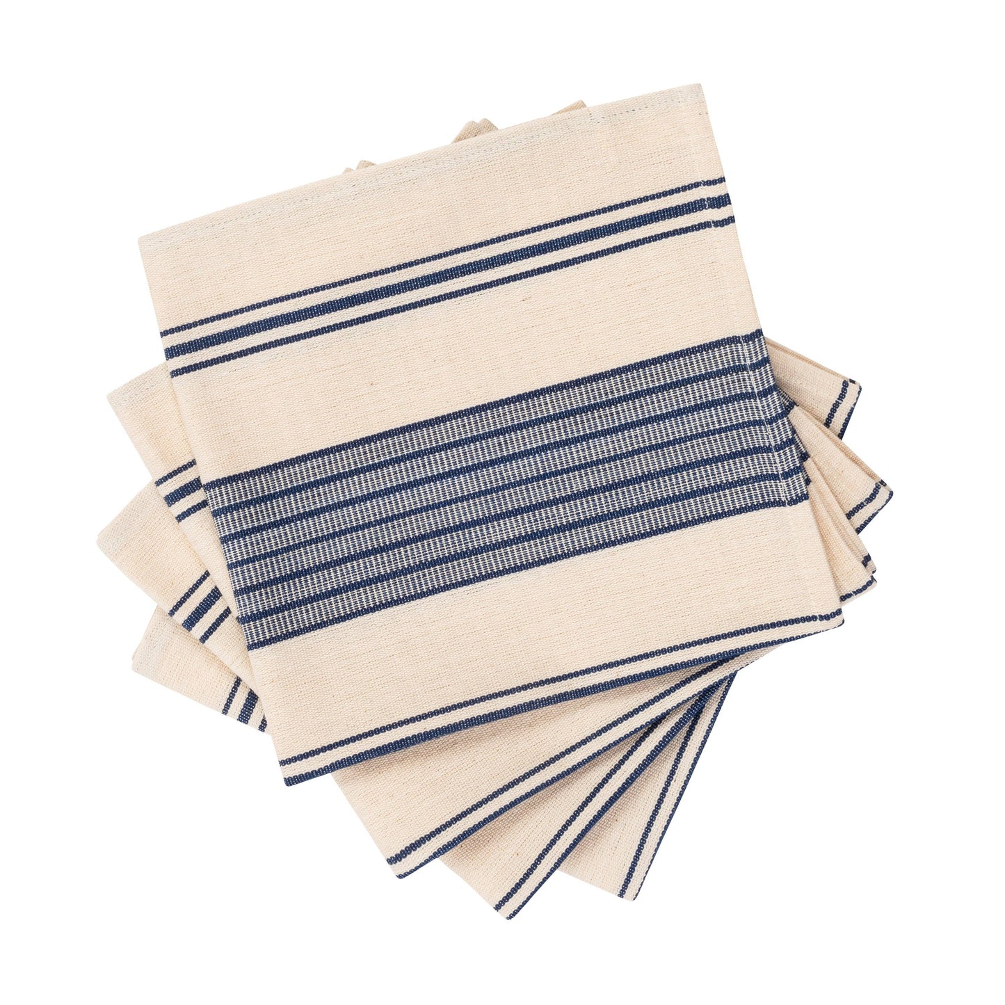 Blue & Cream Striped Napkins/Set of 4