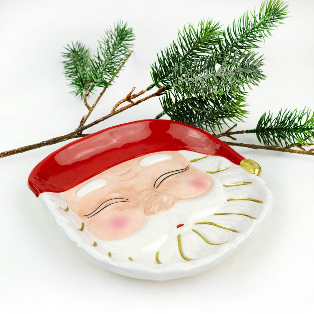 Red Santa Ceramic Dessert Plate, 7-Inch