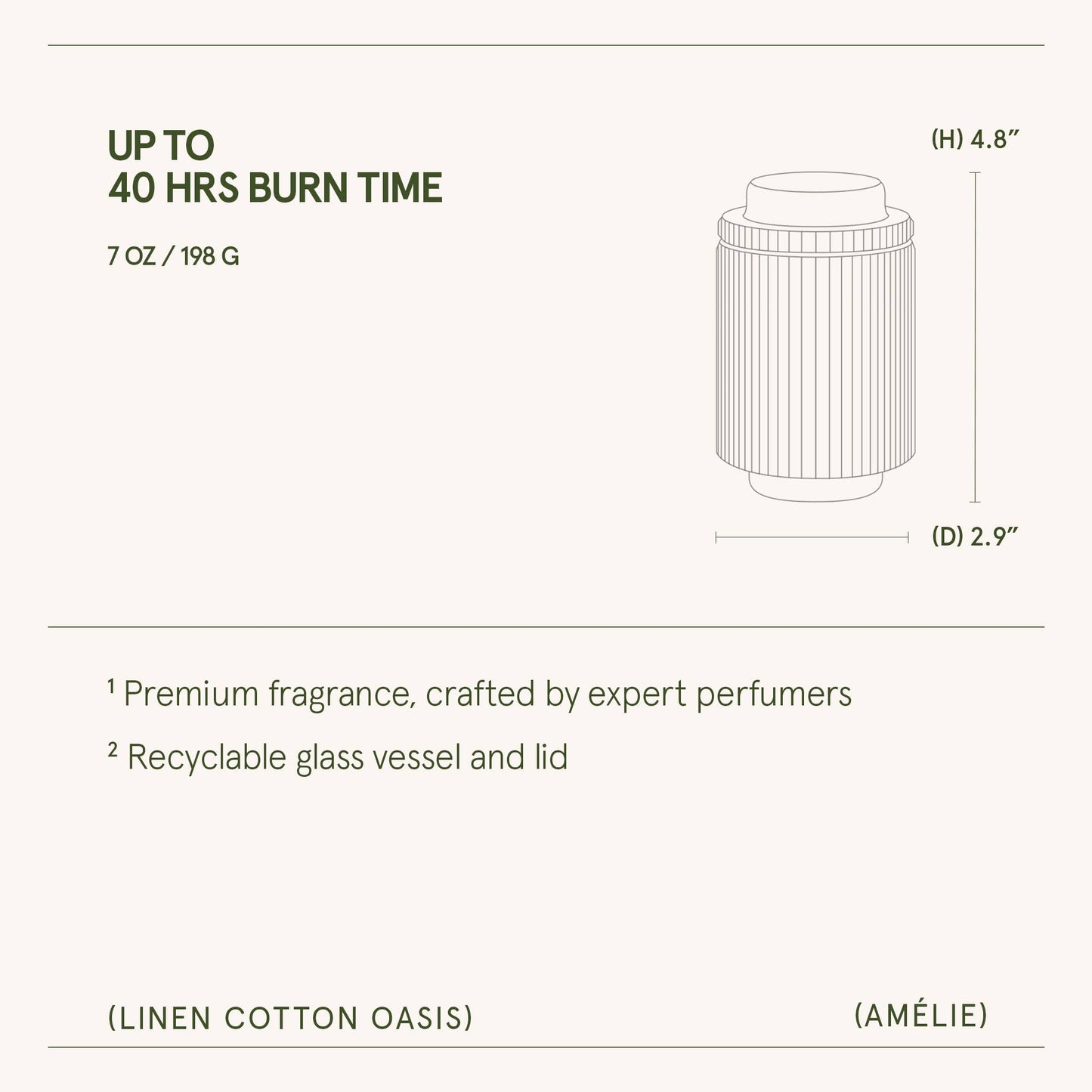 Scented Candle - Linen Cotton Oasis - 7oz | La Jolie Muse