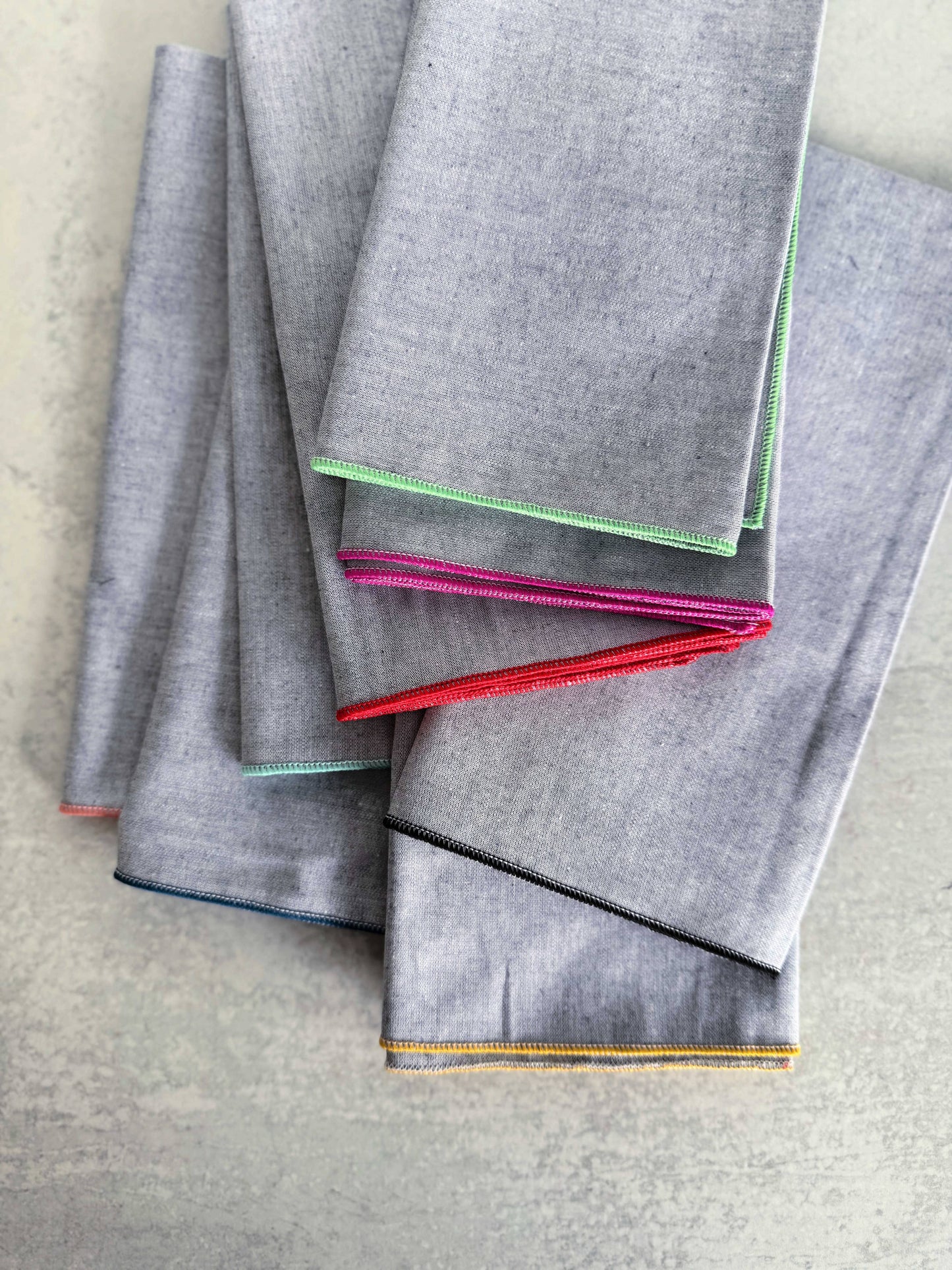 Sunwashed Chambray Cloth Napkins, set of eight: 18inch everyday napkins