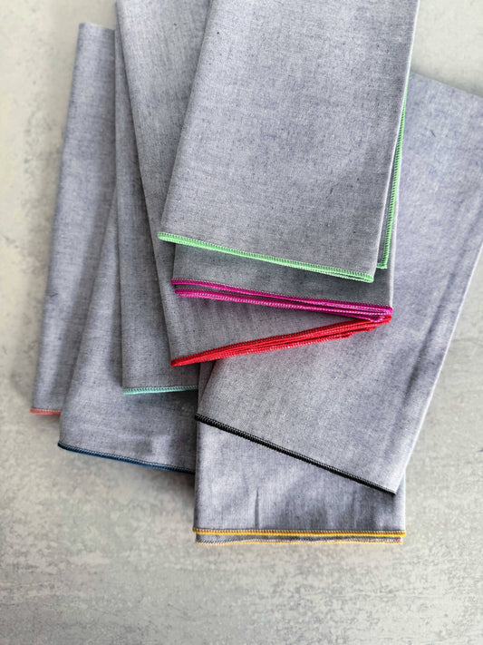 Sunwashed Chambray Cloth Napkins, set of eight: 18inch everyday napkins
