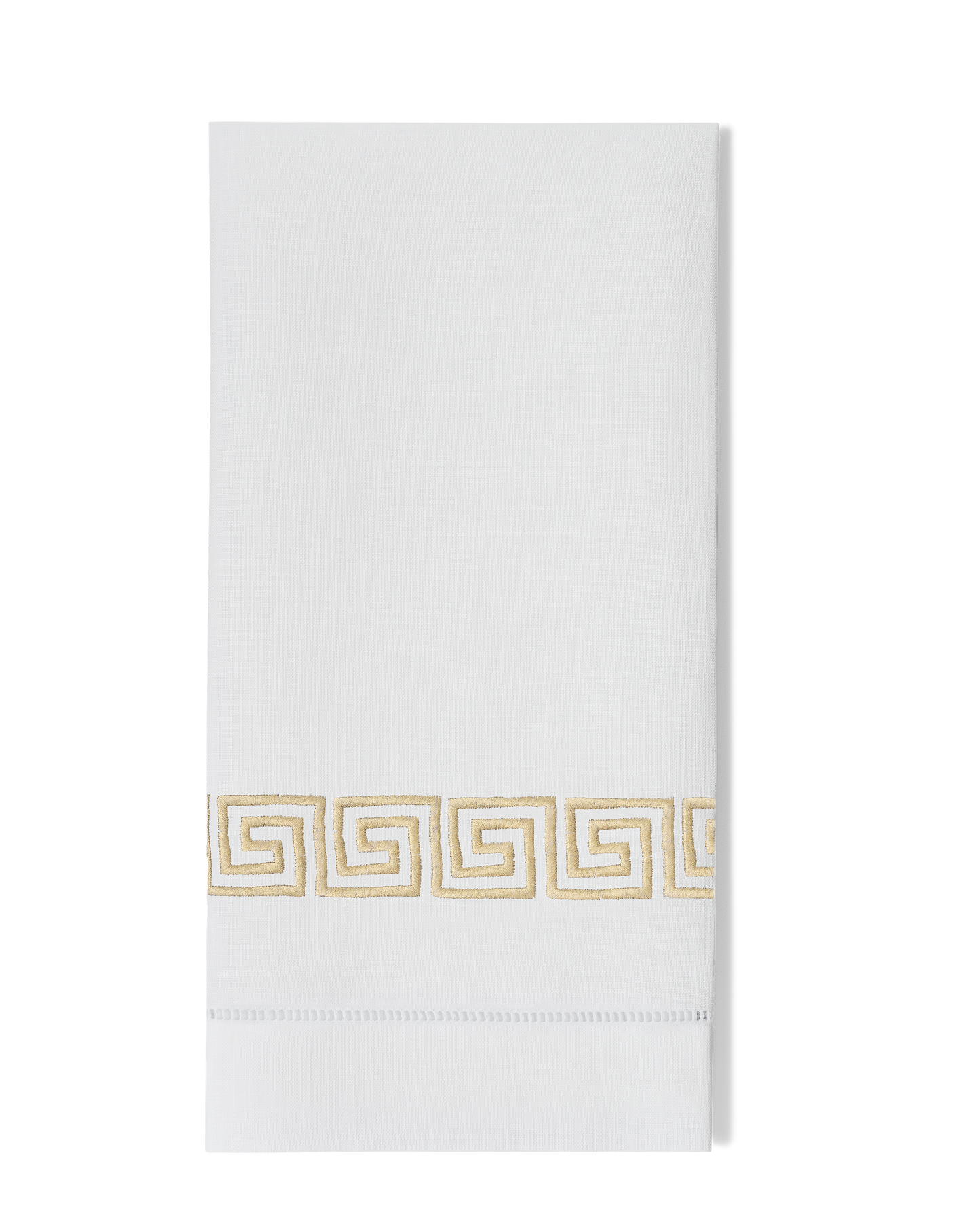Greenwich Linen Key Towel: Stone on White