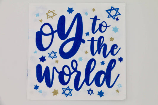 Funny Hanukkah Cocktail Napkins | OY To The World - 40ct