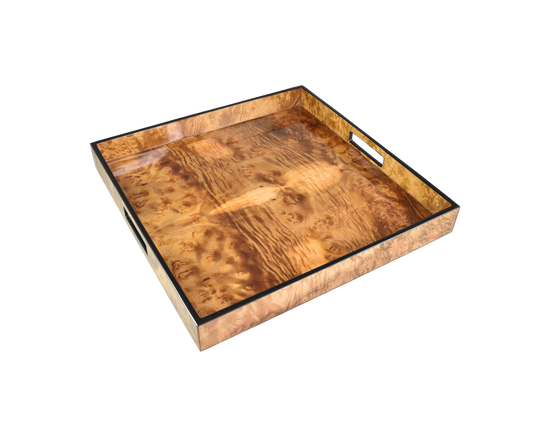 Walnut Burl with Black Trim- Large Square Tray - L-35WNT
