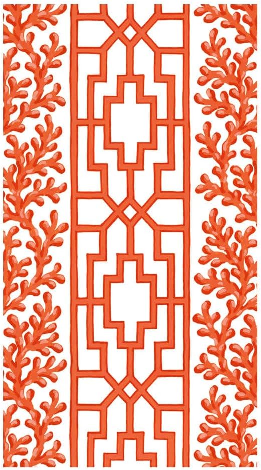 Coral and Trellis Coral Cocktail Napkin 15/Pk