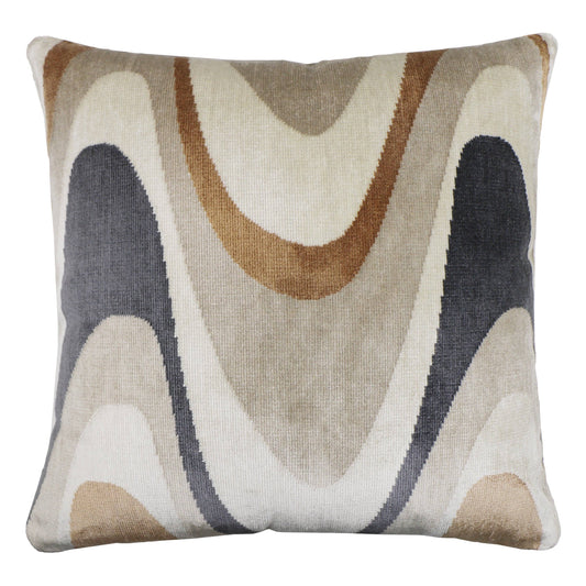 Harlow Camel Taupe Charcoal Velvet Throw Pillow: Umber / 22x22"