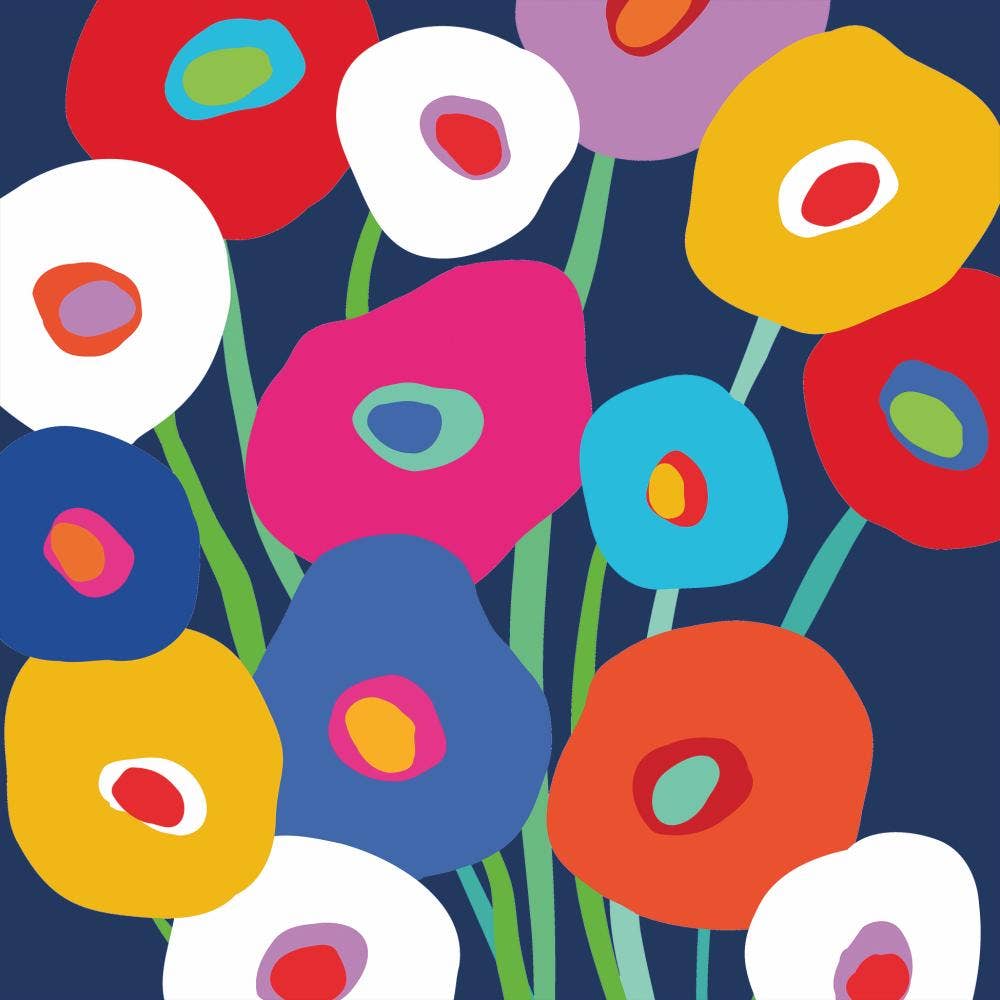 BEV-SUPER BLOOM-BLUE Cocktail Napkins
