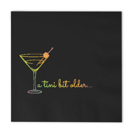 A Tini Bit Older Birthday Black Cocktail Paper Beverage Napkin