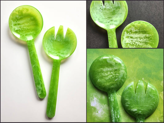 2-Piece Salad Serving Set - Hand-poured Resin Salad Set: Green