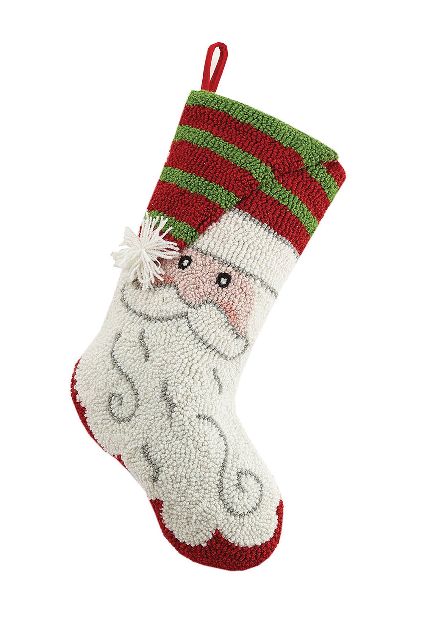 3D Striped Santa Hook Christmas Stocking