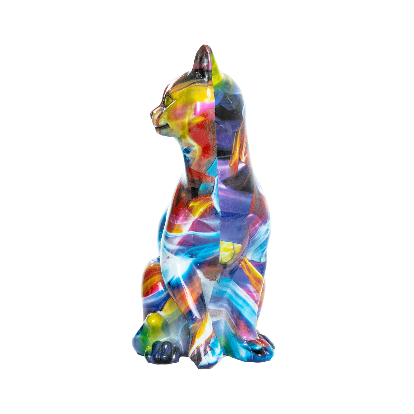 Smoke Art Cat Sculpture - 9" tall