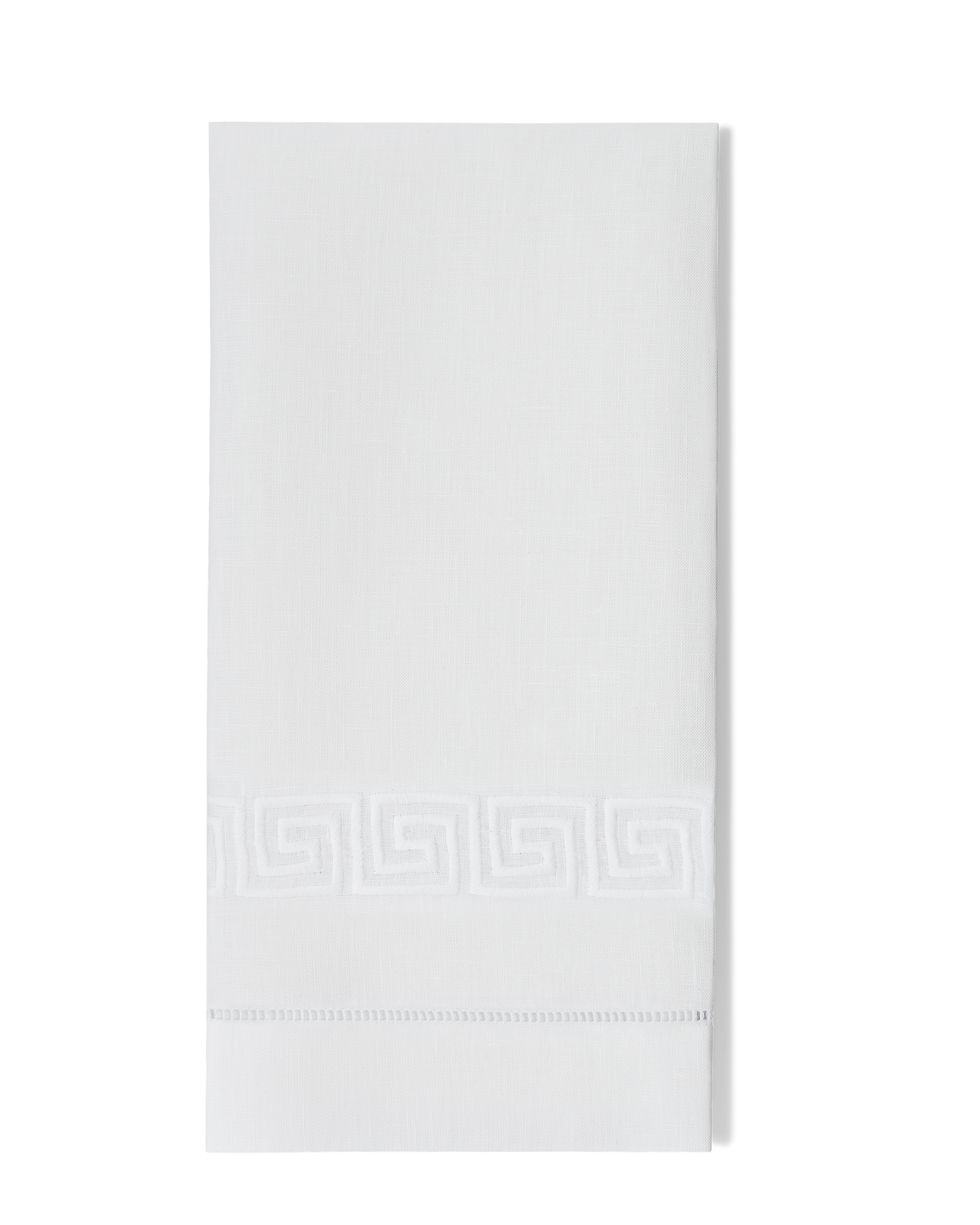 Greenwich Linen Key Towel: Stone on White
