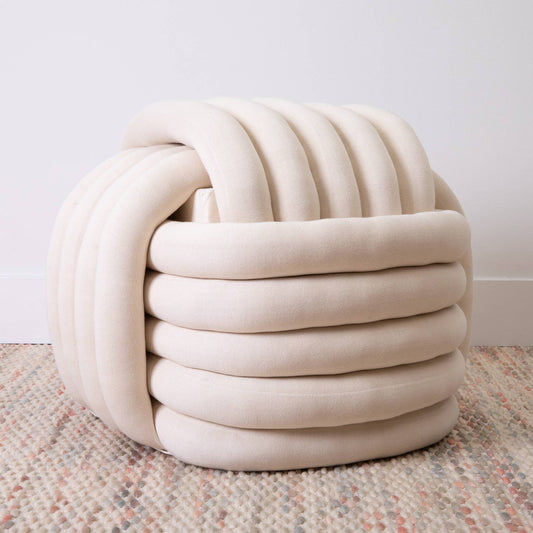 Large Natural Knitted Pouf