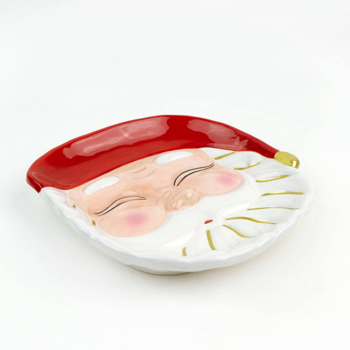Red Santa Ceramic Dessert Plate, 7-Inch