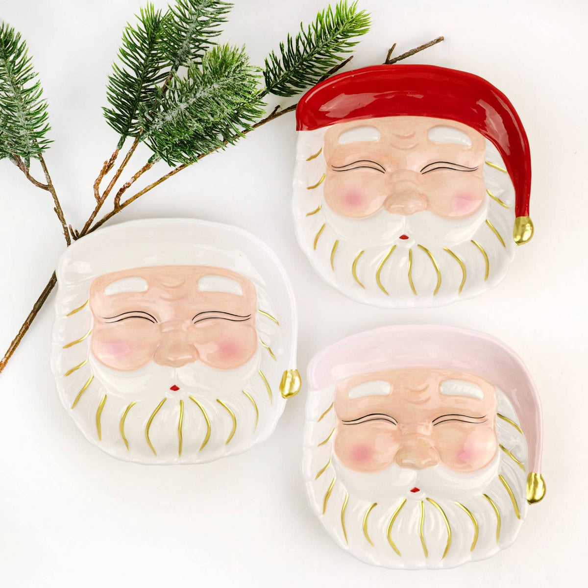 Red Santa Ceramic Dessert Plate, 7-Inch
