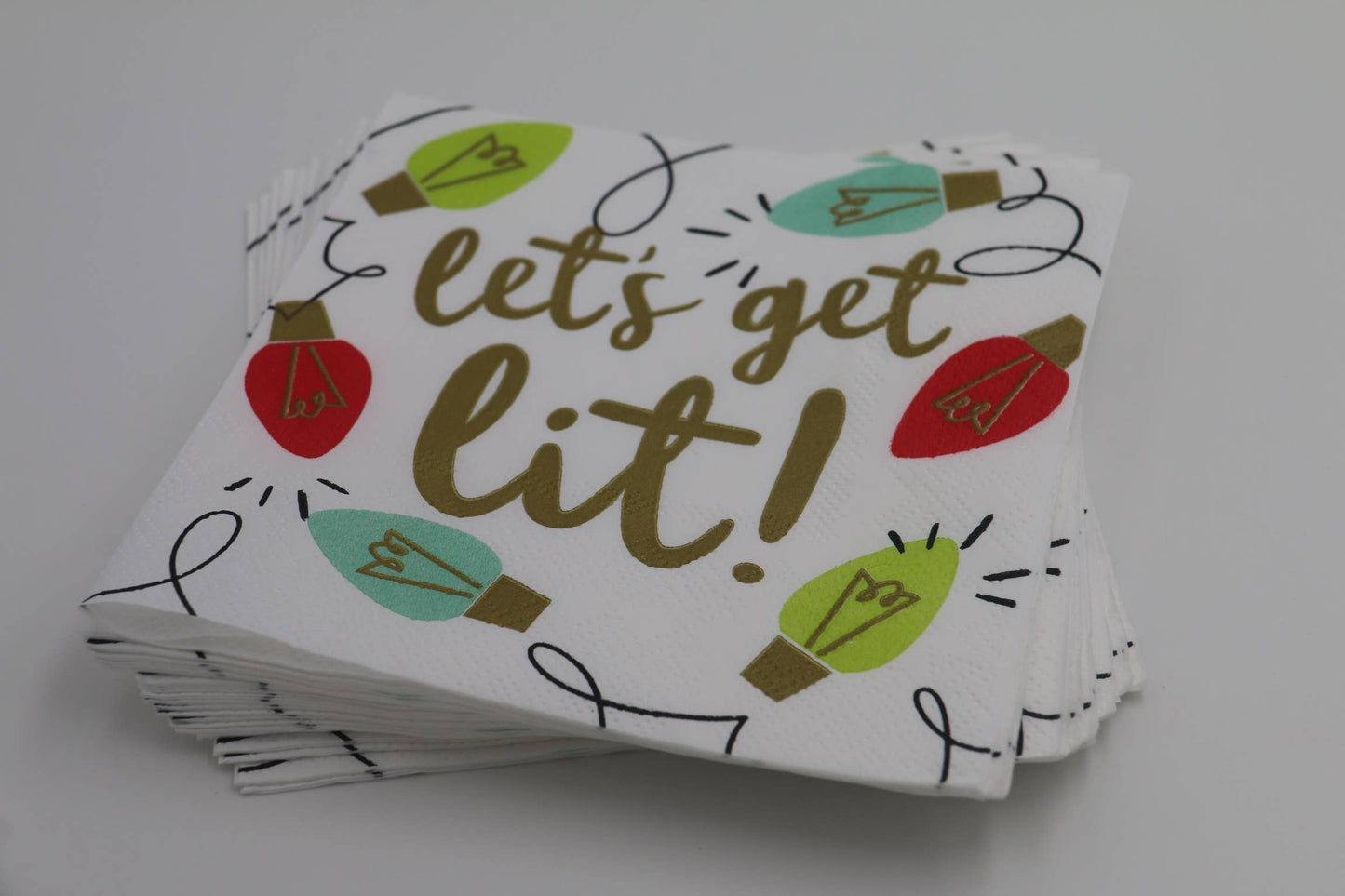 Funny Christmas Cocktail Napkins | Let's Get Lit - 20ct: Default Title