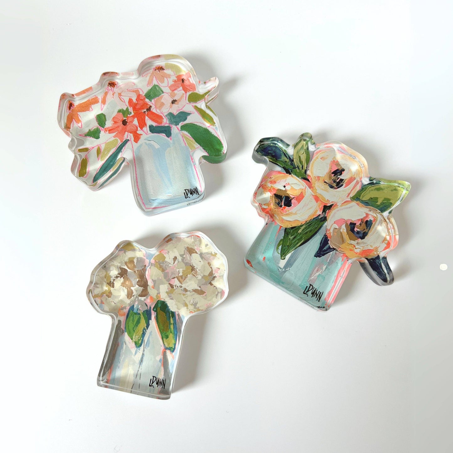 Two Hydrangea Blooms Acrylic Block: Large Block