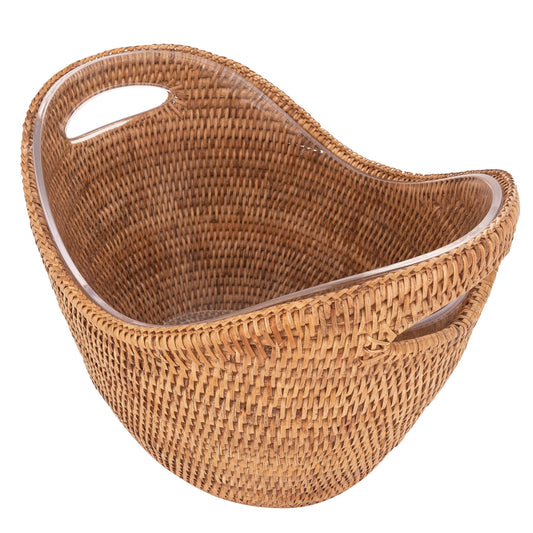 Artifacts Rattan™ Champagne Bucket with Acrylic Insert: Honey Brown