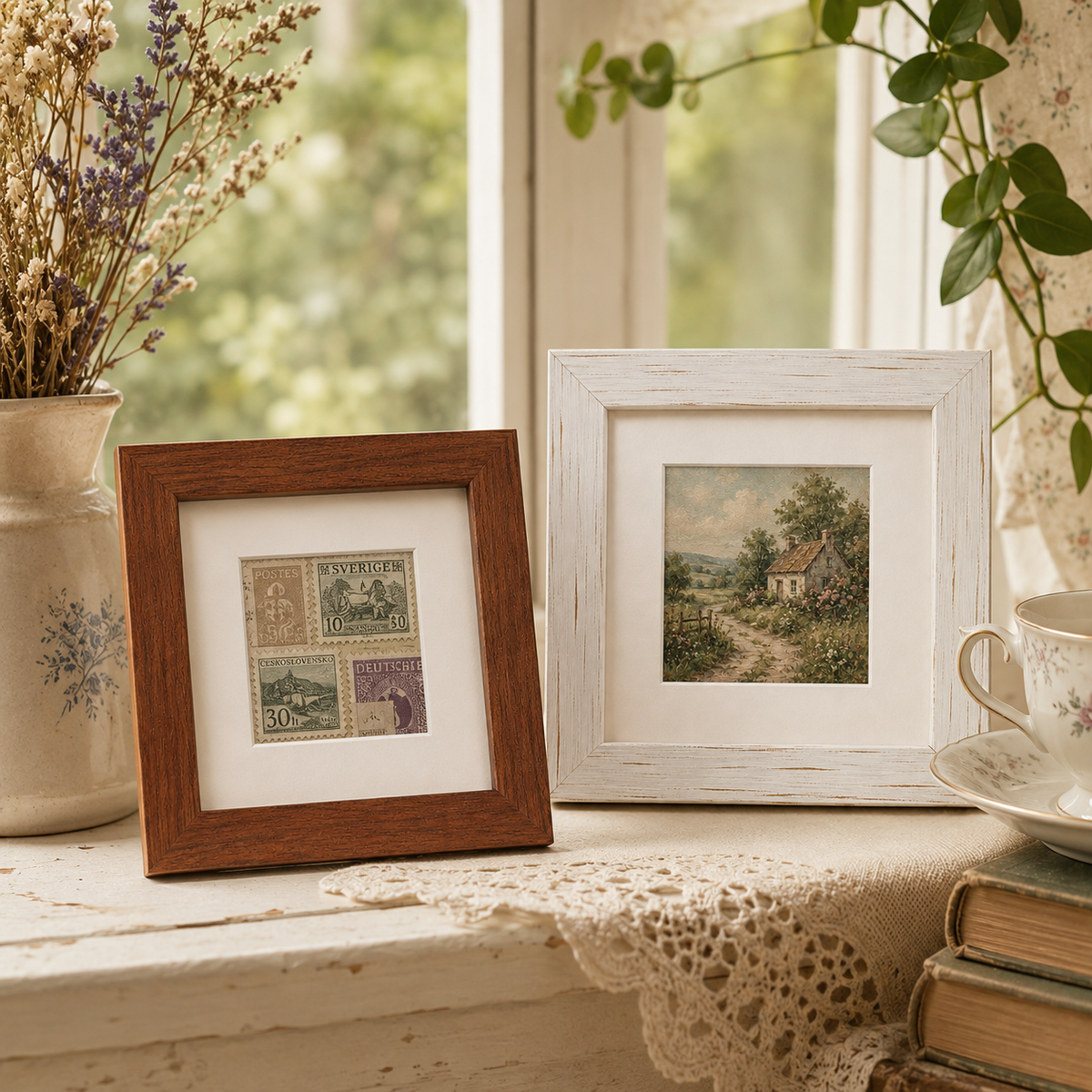 4 x 4" Square MDF Mini Picture Frame: White / 4x4" (10x10cm) — with a mat