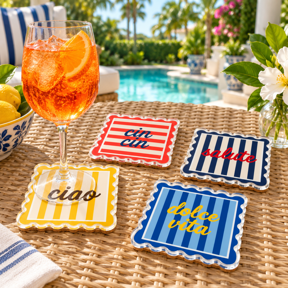 Boxed Coaster Set, Dolce Vita Collection