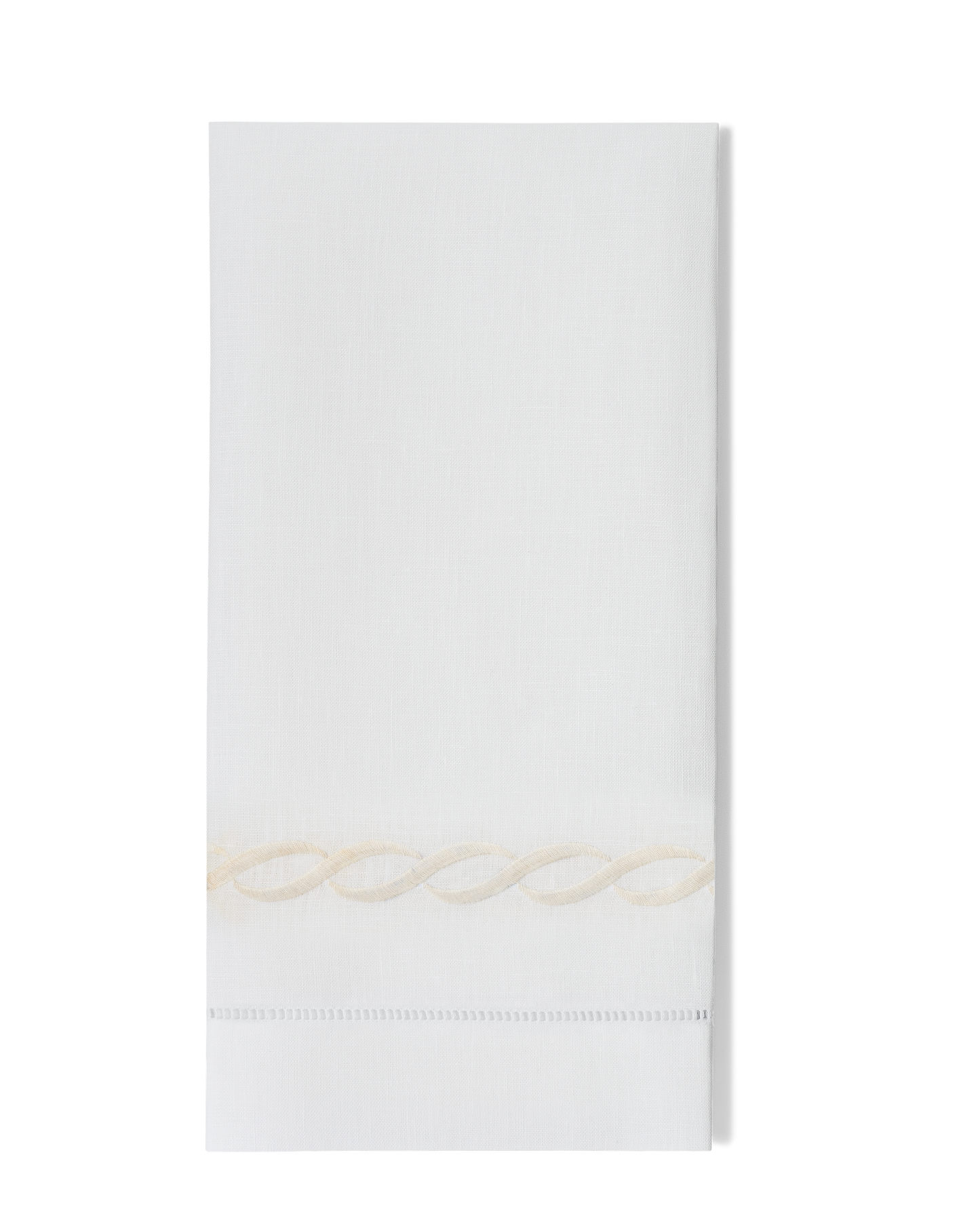 Greenwich Linen Chain Towel: Silver on White