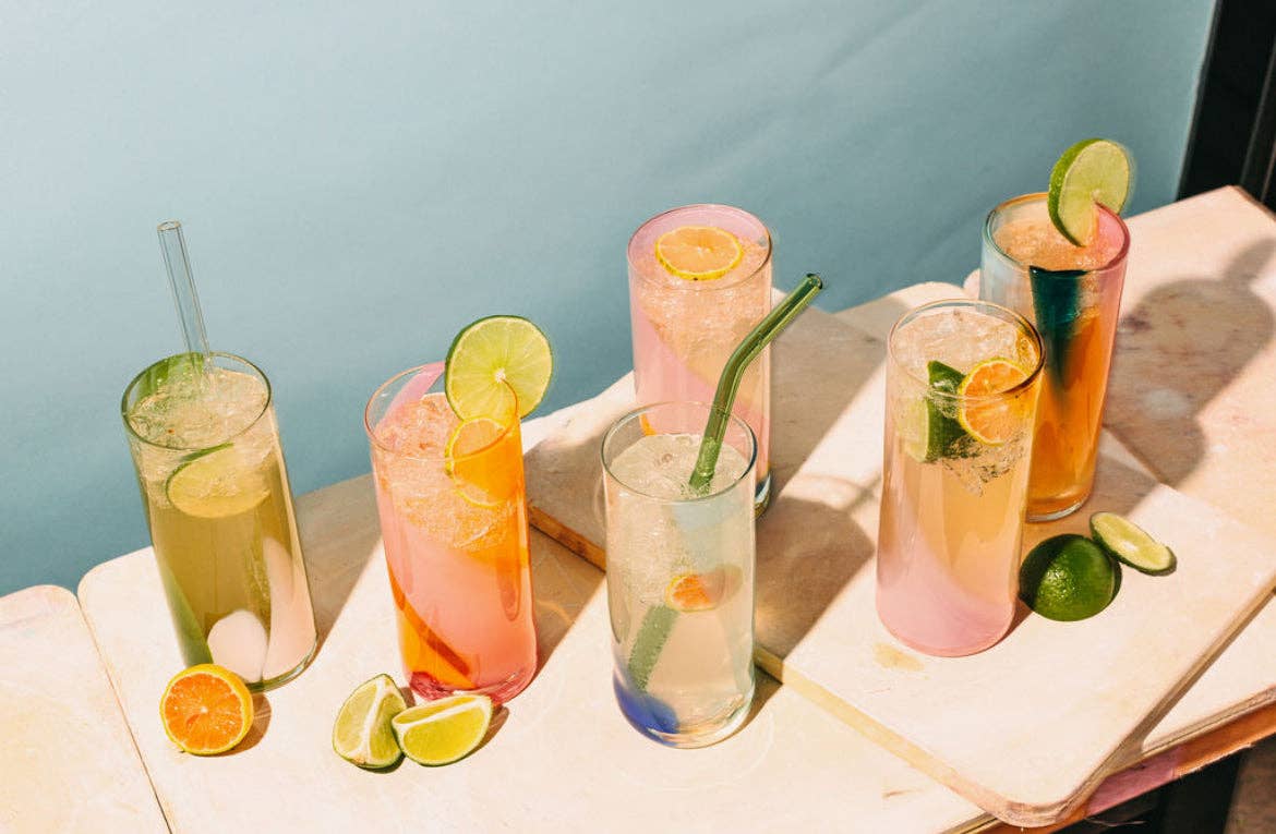 High Ball Glasses: Pistachio (Green + White)