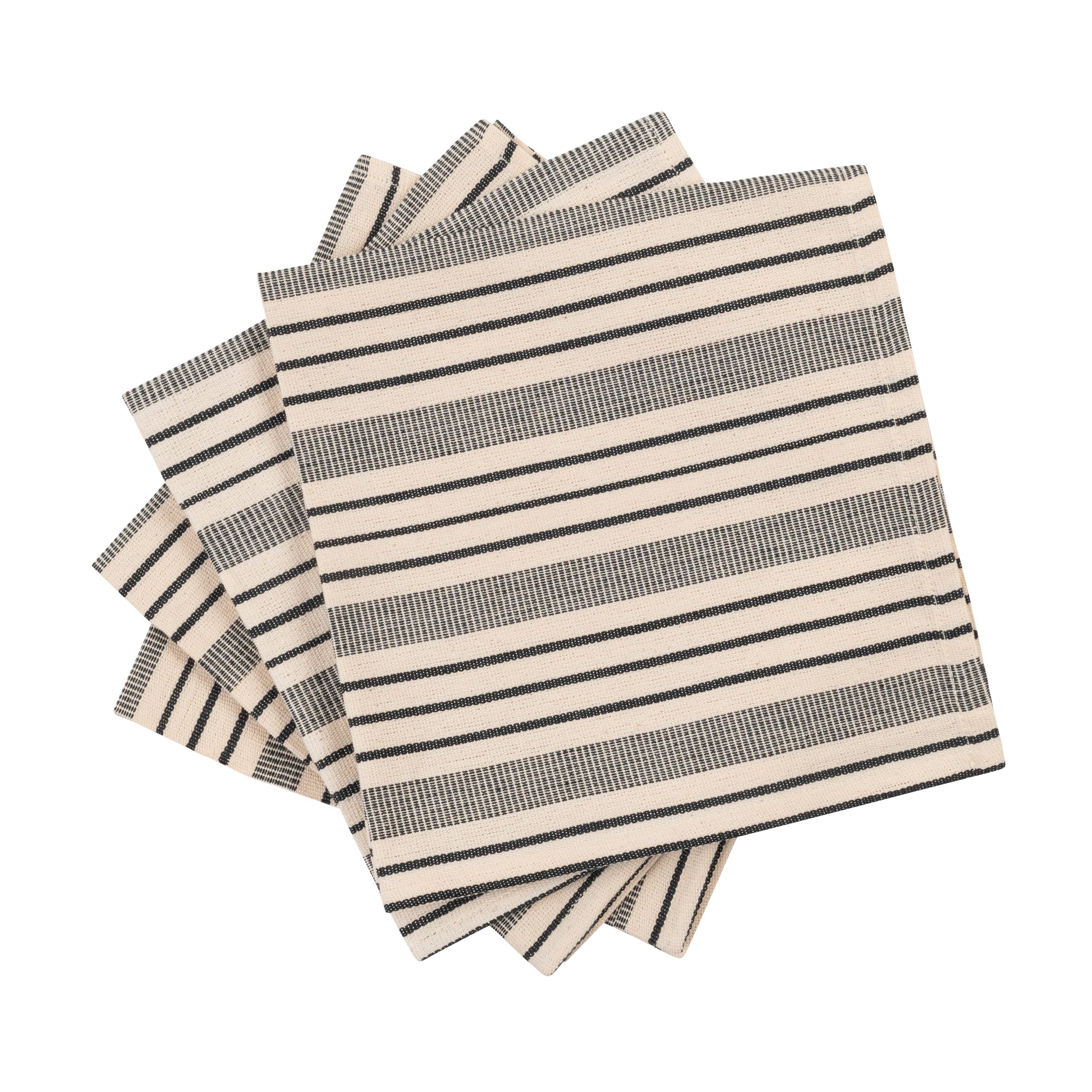 Black & Cream Striped Napkins - Thumbnail 3