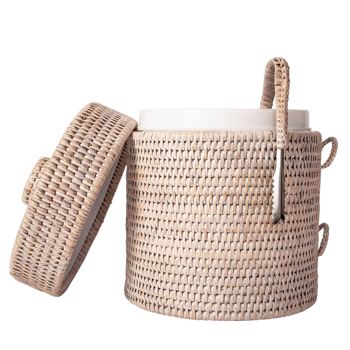 Artifacts Rattan™ Ice Bucket with Tongs: Honey Brown / Medium