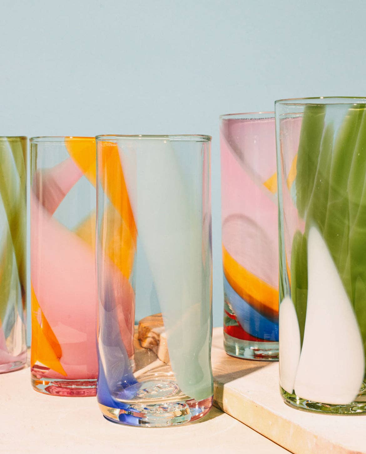 High Ball Glasses: Pistachio (Green + White)