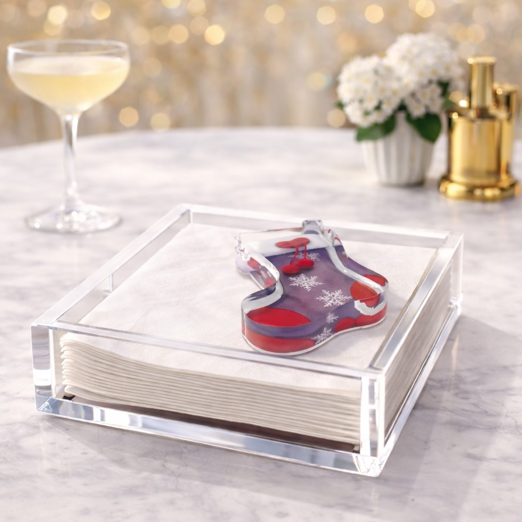 Acrylic Napkin Weight, Christmas Stocking