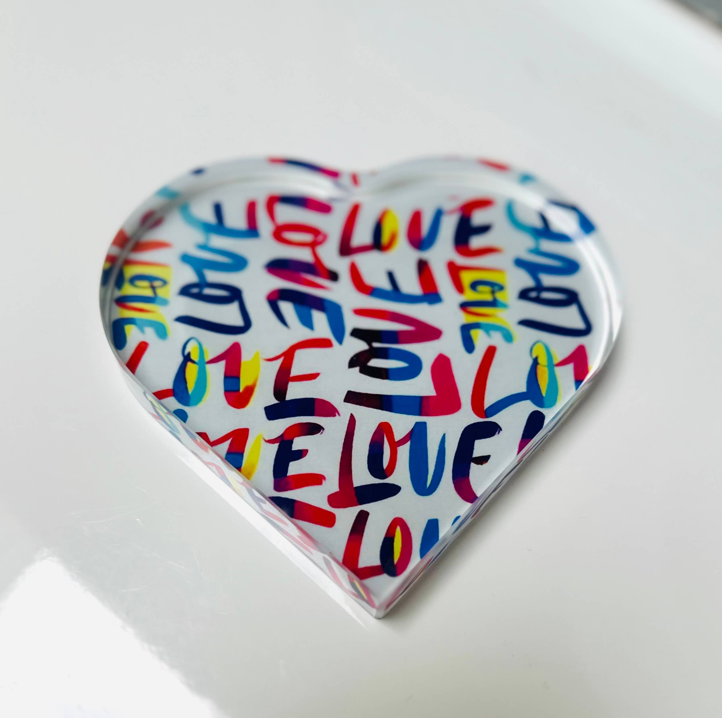 Love Collage I Crystal Heart Paperweight - Thumbnail 3
