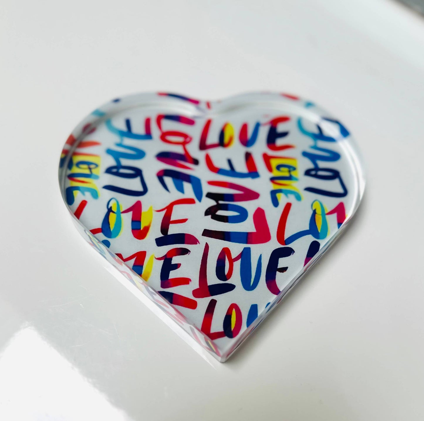 Love Collage I Crystal Heart Paperweight