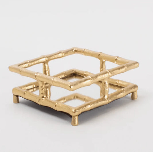 Gold Bamboo Cocktail Napkin Tray
