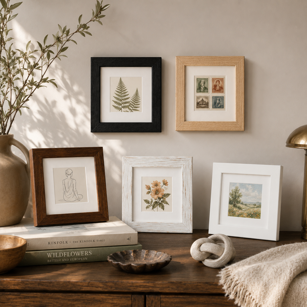 4 x 4" Square MDF Mini Picture Frame: Black / 4x4" (10x10cm) — with a mat