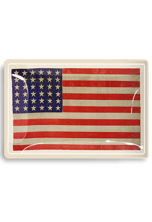 Star Spangled Banner American Flag Decoupage Glass Tray