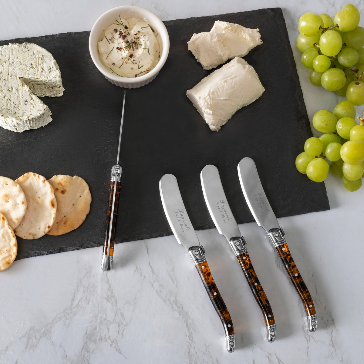 French Home Laguiole 4-Piece Tortoise Shell Spreader Set: Tortoise Shell / Stainless-Steel and Resin