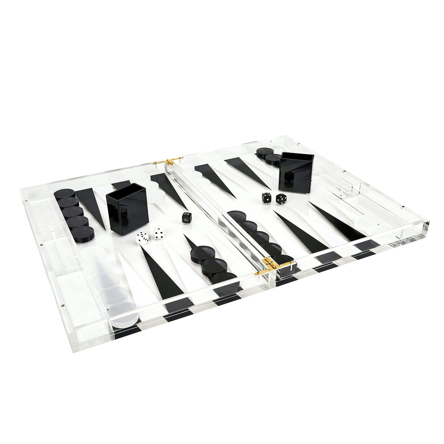 Lucite Backgammon Set/Black & White