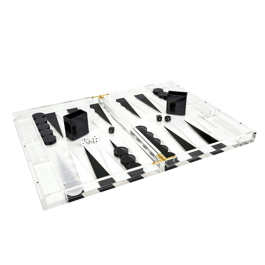 Lucite Backgammon Set/Black & White