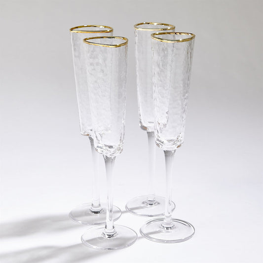 Hammered Champagne Glasses / Set of 4