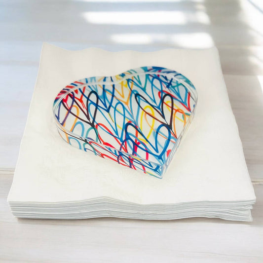 Colorful Graffiti Hearts Crystal Heart Paperweight