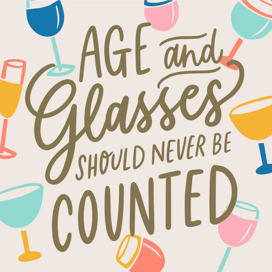 Age & Glasses of Wine Cocktail Napkins, 20ct