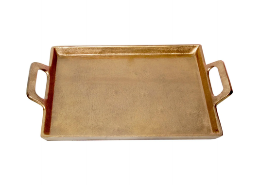 Aluminum Tray with Handles 10x14 Antique Brass