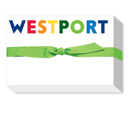 RAINBOW BIG & BOLD CUSTOM NOTEPAD: Navy Rainbow Kelly Ribbon - Bluffton