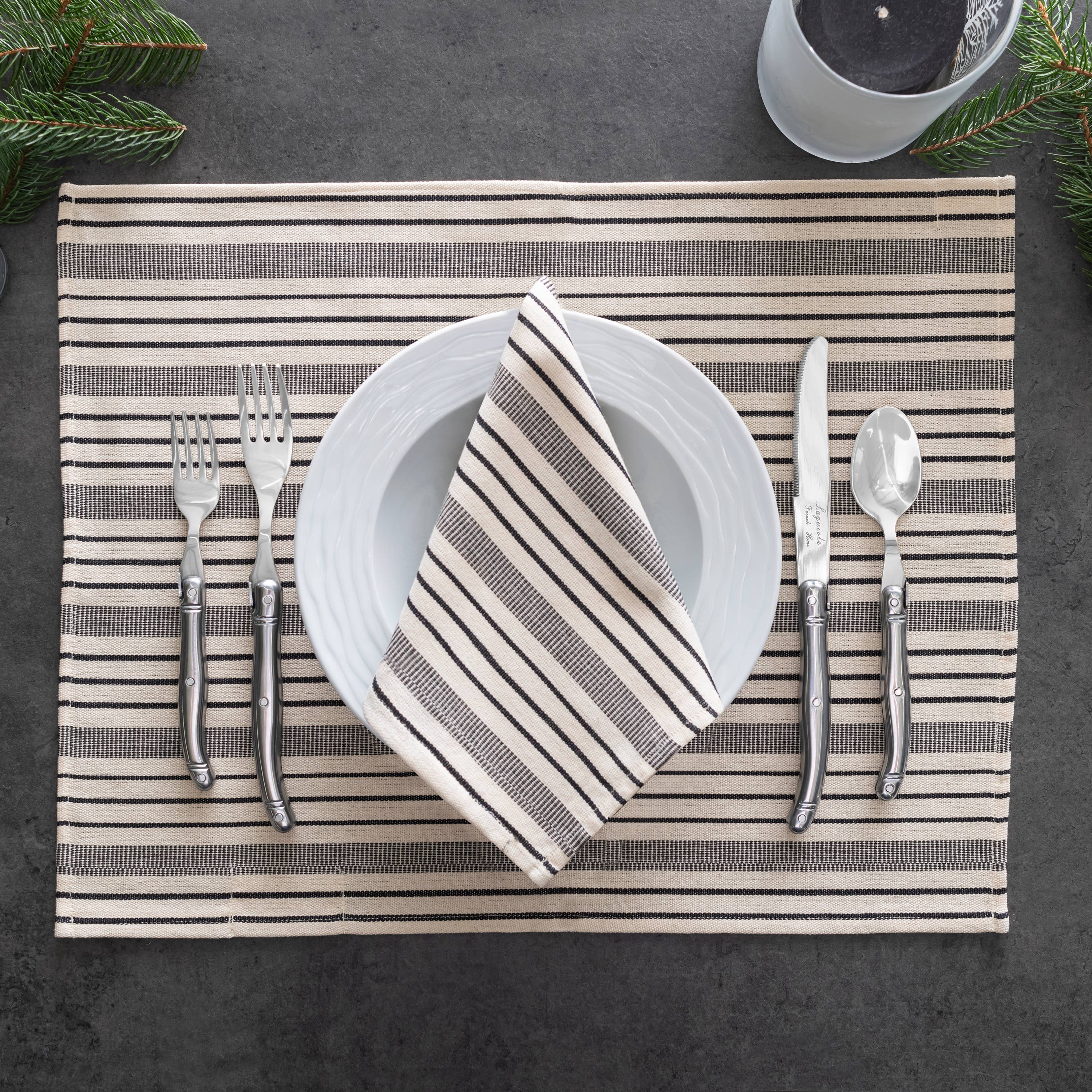 Black & Cream Striped Napkins - Thumbnail 4