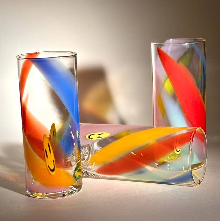 High Ball Glasses: Pistachio (Green + White)